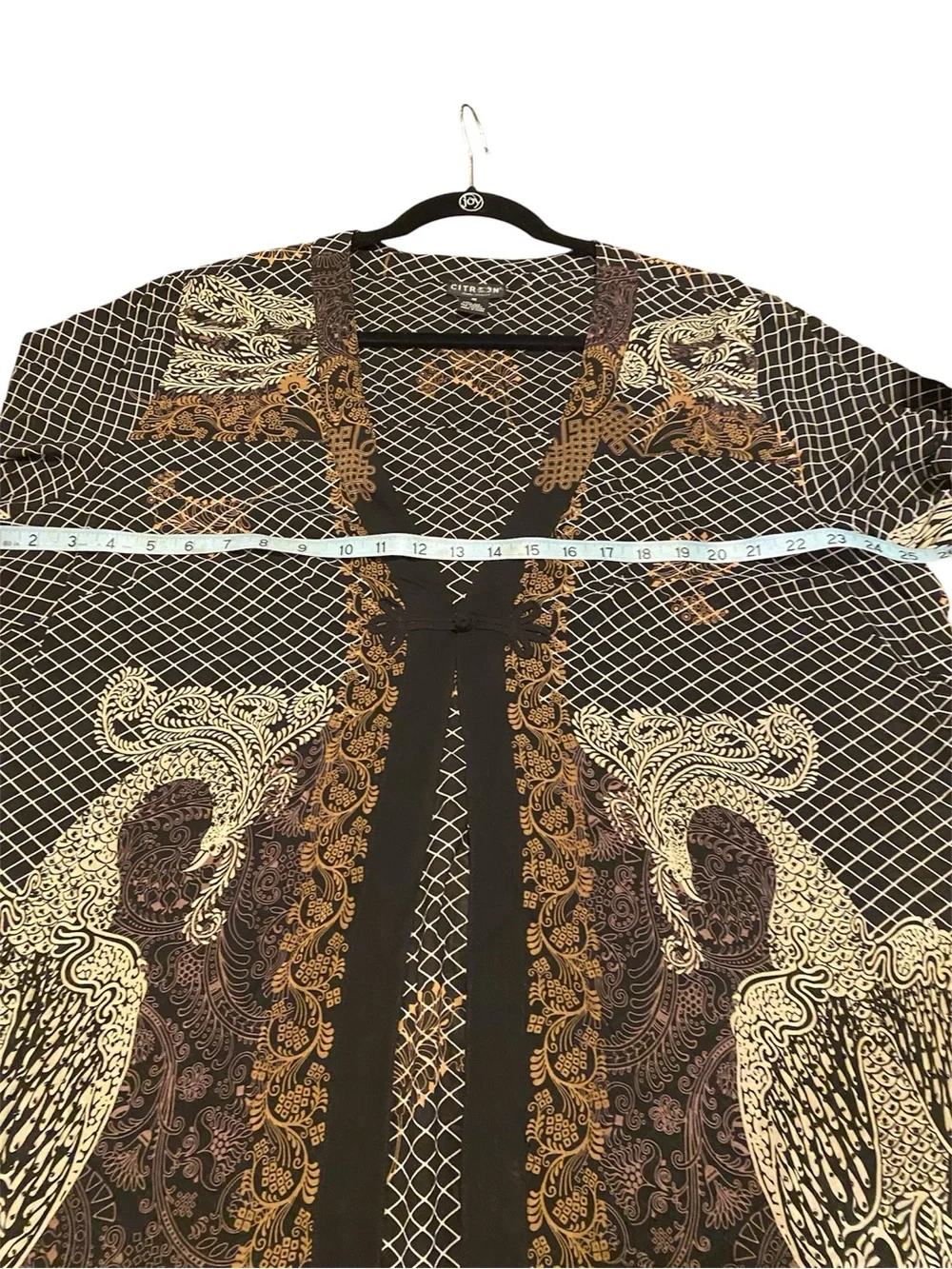 Citron~Santa Monica Beaded Peacock 
Silk Kimono Duster 
Semi-Sheer
Size 1X
NWOT - Picture 10 of 14